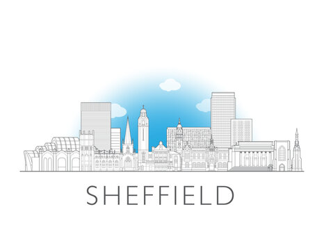Sheffield England UK cityscape illustration skyline drawing