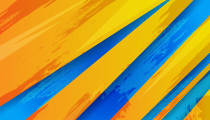 Modern Abstract Background with Orange and Blue Grunge Textured Diagonal Stripes