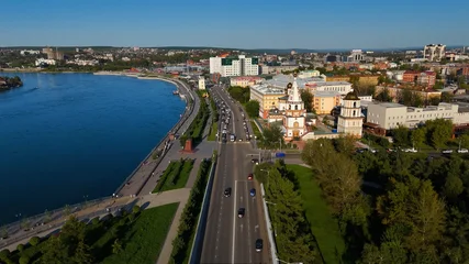 Fototapete Rund Mediterranes Europa drone view of the center of Irkutsk  © Павел Чигирь