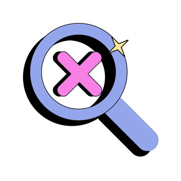 Animated magnifying glass with error X icon &mdash; not found loop illustration