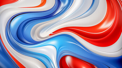 Dynamic Abstract Swirl in Red, White, and Blue Color Scheme with