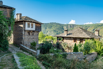 Traditional architecture in the old, historic village of Kovachevitsa in the Rhodope Mountains, Bulgaria