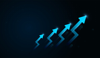 The Set glowing arrows Chart evokes breakthrough moments, milestones, and record financial results. Modern blue arrows point toward success, emphasizing rising metrics