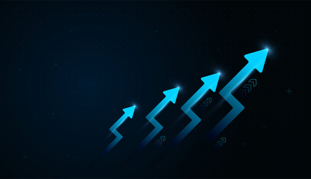 The Set glowing arrows Chart evokes breakthrough moments, milestones, and record financial results. Modern blue arrows point toward success, emphasizing rising metrics