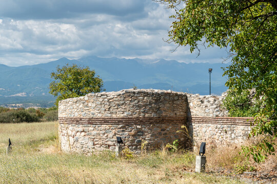 Remains of the tower and walls of the ancient city of Nicopolis ad Nestum in the town of Gyrmen, Bulgaria
