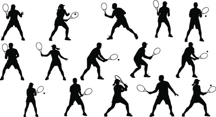 Vector Silhouette Set of American Football Players Running, Passing, and Diving to Catch the Ball for Dynamic Sports Action Illustration.