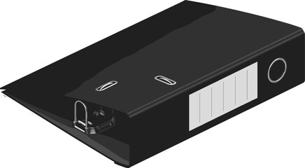 Fototapeta premium Black office ring binder folder vector illustration for document storage, organization, filing, paperwork management, and business stationery design.