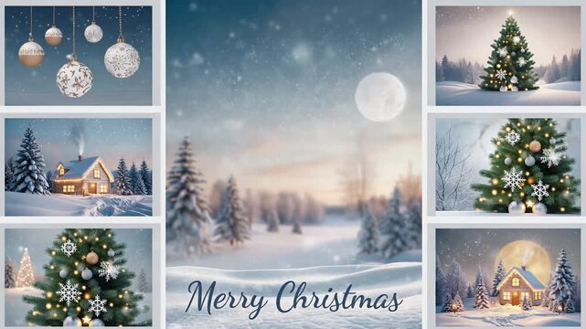 tarjeta navide&ntilde;a elegante y festiva, con un fondo invernal suave, detalles brillantes, ilustraciones de motivos navide&ntilde;os como &aacute;rboles, copos de nieve o adornos, y un mensaje c&aacute;lido de felicitaci&oacute;n.