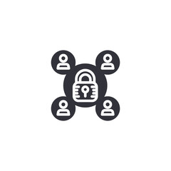 Network connection icon representing teamwork data sharing, secure collaboration system, protected user network, and encrypted communication.