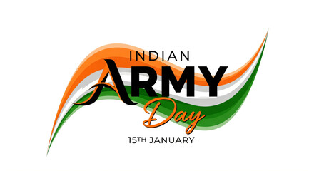 Obraz premium Beautiful Calligraphy of Indian Army Day, 15 January. Indian Army Day Wishing Banner Design. Editable Illustration.