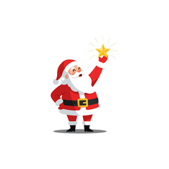 Cartoon Santa Claus Holding a Golden Star.