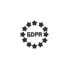 A GDPR compliance symbol formed by stars, representing privacy regulations, data security standards, and legal protection.