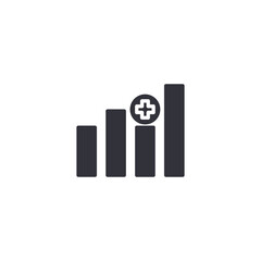 A medical bar chart icon symbolizing health data analytics, patient statistics, and clinical performance tracking.