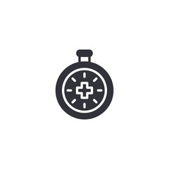 A medical stopwatch icon representing emergency response timing, treatment precision, and critical healthcare procedures.