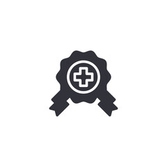 A medical award badge icon representing healthcare achievement, professional certification, and recognition for excellent medical service quality.