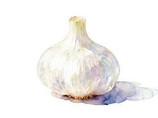 Fototapeta premium Aromatic Garlic Bulb: A close-up view of a fresh, whole garlic bulb, showcasing its layered cloves and textured skin. The image captures the essence of this aromatic culinary staple.