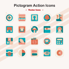Collection of Colorful Pictogram Action Icons