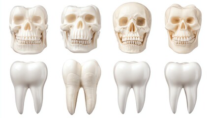 Human teeth full set anatomy, isolate white background