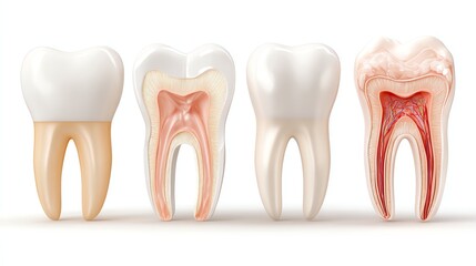 Human teeth full set anatomy, isolate white background
