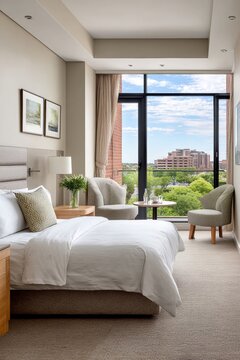 Hotel de cuatro estrellas en un interior moderno y elegante con muebles y decoraci&oacute;n funcional