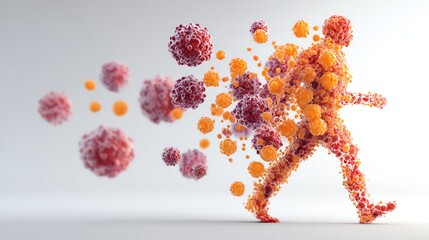 Medical illustration of autoimmune disease effects on human body, isolate white background