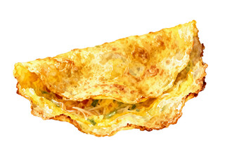 Golden Omelet Delight: A single, perfectly cooked omelet, its golden-brown exterior hinting at a fluffy, flavorful interior, promises a delectable dining experience.