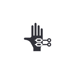 Hand pain therapy icon representing wrist rehabilitation, physiotherapy treatment, nerve therapy, and motor function recovery.