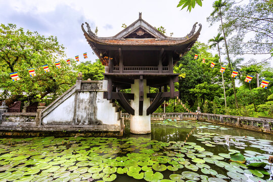 The iconic One Pillar Pagoda, Chua Mot Cot, is a historic Buddhist temple in Hanoi