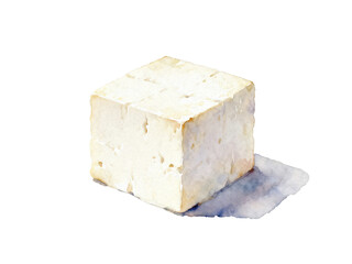 Tofu block : A meticulously crafted image showcasing a simple yet iconic square block of tofu, a staple of culinary excellence. Capturing its understated charm and minimalist aesthetic.