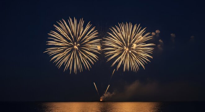 Colorful Fireworks Explosion in Night Sky