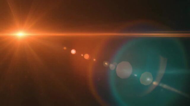 Dynamic light leak transition overlay featuring warm orange lens flares and bright moving streaks on a dark background.