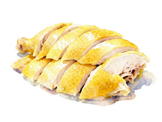 Chicken Delight: An artistic rendering of a delectable chicken, sliced with precision, ready to be served. A culinary masterpiece and visual food appeal.