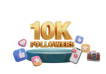 10k followers celebration isolated on transparent background social media marketing promotion