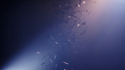 Abstract dark background with scattered sharp shards and glowing light beams image photo