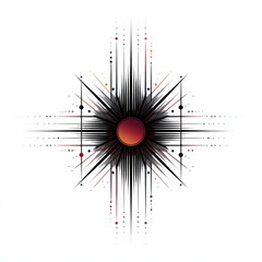 Wall Art Stylized Sun Pattern Design with Simple Lines and Isometric Elements