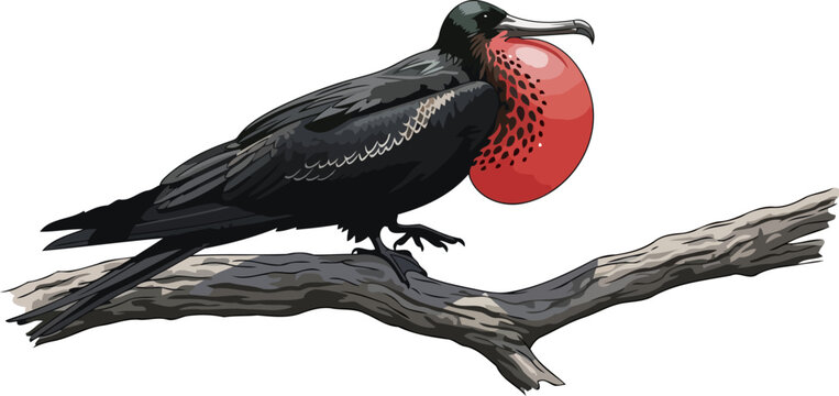 crimson heart of the tropics a frigatebirds bold courtship display, isolated on transparent background