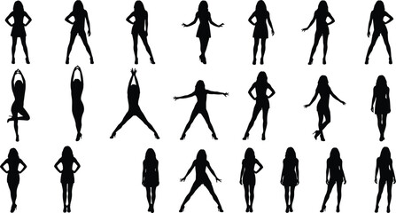 standing, jumping, and dancing, digital flat vector illustration set for design and advertising.