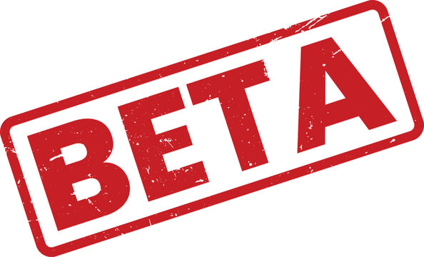 Beta Version Stamp in Red Grunge Style, Software Development Phase, Testing and Feedback, Product Release, Business Concept, Isolated on White