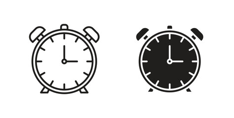 Clock icons in filled, thin line, outline and strokes