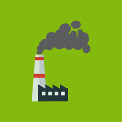 Power Plant Smokestack Emissions icon logo flat vector design
