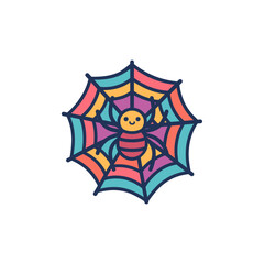 Spider web icon logo flat vector design