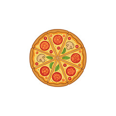 Vegetarian Pizza icon logo flat vector design