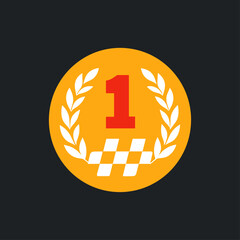 1st place emblem icon logo flat vector design