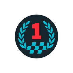 Champion Badge, 1st place icon logo flat vector design