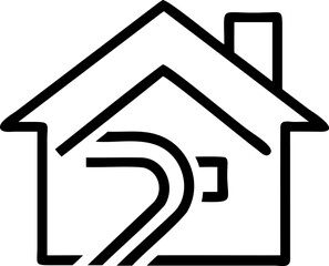 Modern Blue Geometric House Logo with Open Door and Dynamic Swoosh Design