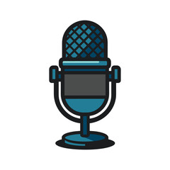 Condenser microphone icon logo flat vector design