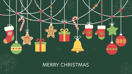 Vibrant festive Christmas decorations with joyful holiday spirit, perfect for seasonal greetings and winter celebrations