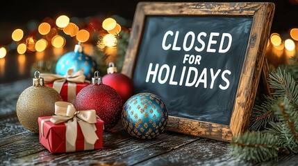 Christmas Holiday Closed Sign, High-definition Business Closure Notice Material, Light Innovative Christmas Color Style, Suitable for Creative Store/Cross-border E-commerce