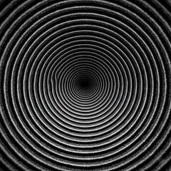 Abstract Black and White Concentric Circles Creating a Deep Visual Tunnel or Hypnotic Vortex Effect, Optical Illusion Background Design