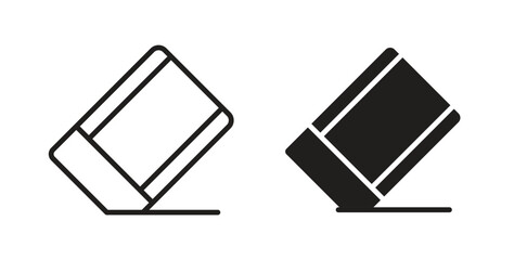 Eraser icons in filled, thin line, outline and strokes